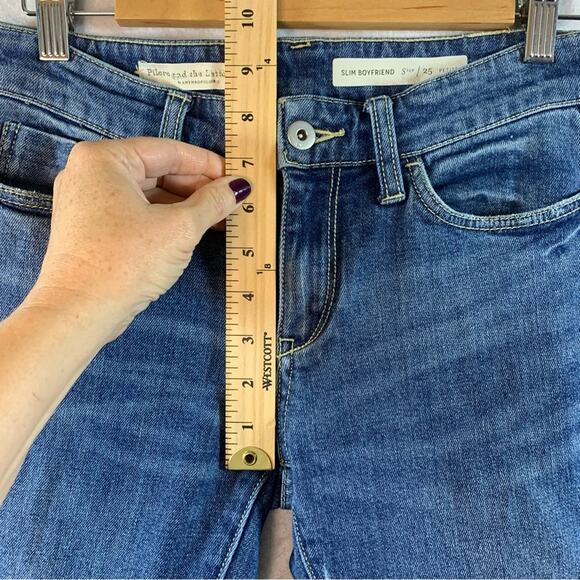 PILCRO by Anthropologie‎ Boyfriend Slim Cropped Jeans Raw Hem Cuffed READ - Picture 9 of 15